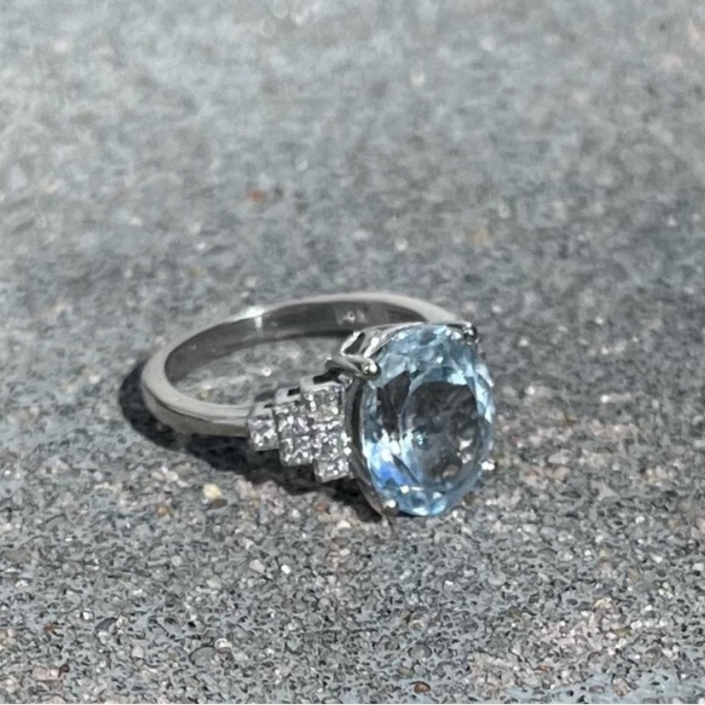 SOLD Effy Aquamarine & Diamond Ring 14kt WG MSRP $3,750 with Effy Certificate - Picture 11 of 16